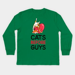 Cats Design- Valentine's day- Cats before guys Kids Long Sleeve T-Shirt